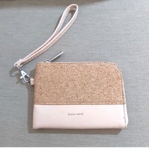 Pixie Mood wristlet clutch pink tan cork Faux leather pleather